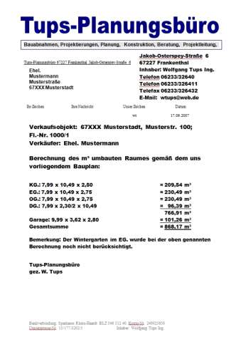 m³ umbauter Raum-Berechnungimmobilien