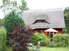 Bild: Sundhagen - 1 Reedgedecktes Ferienhaus am Strelasund, WFl., ca.65 m², 3 Zi., Küche, Bad, Garten, Terr., Balk.;